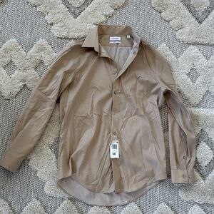 Calvin Klein Men's Casual Brown Button Down Shirt